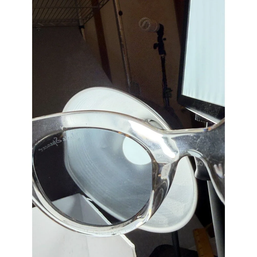 Valerie Spencer VS9457 Women's Cat Eye Sunglasses Clear Crystal Frame Grey Lens